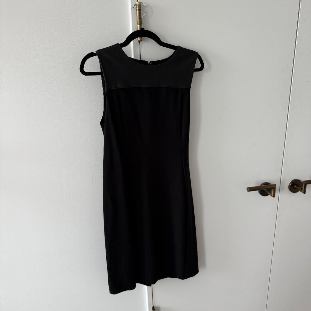 Ann Taylor Black Dress with Faux Leather Top Size 8